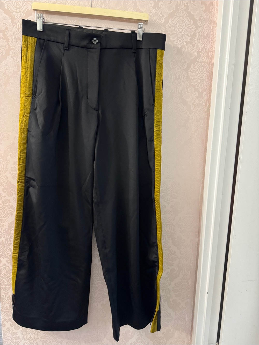 Nike Riccardo Tisci Black Women's Trousers with Yellow Side Stripe